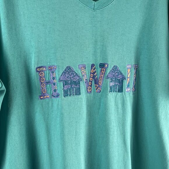 Vtg 90s Hawaii Single Stitch TShirt Size OSFA (XL) Sgt. Leisure Embroidered - Picture 2 of 8